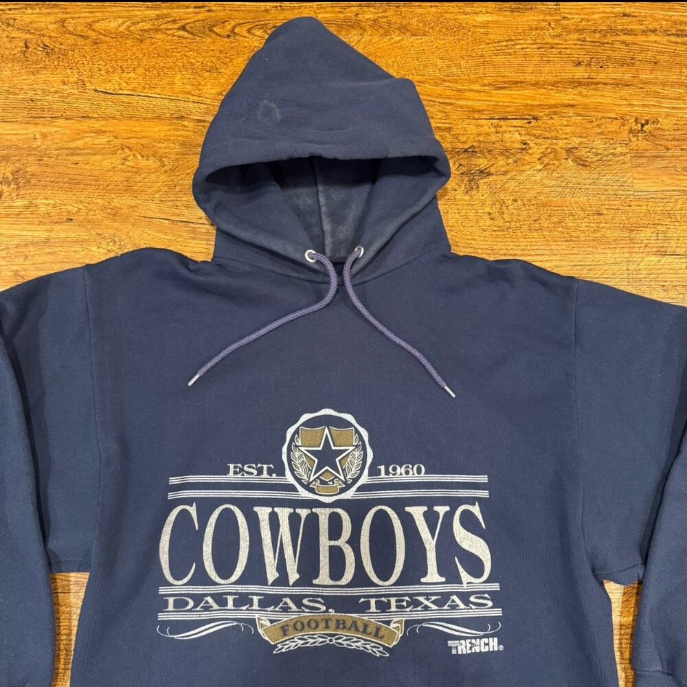 Vintage Trench USA Blue Dallas Cowboys NFL Pullover Hoodie Sweatshirt‎ Men's XL